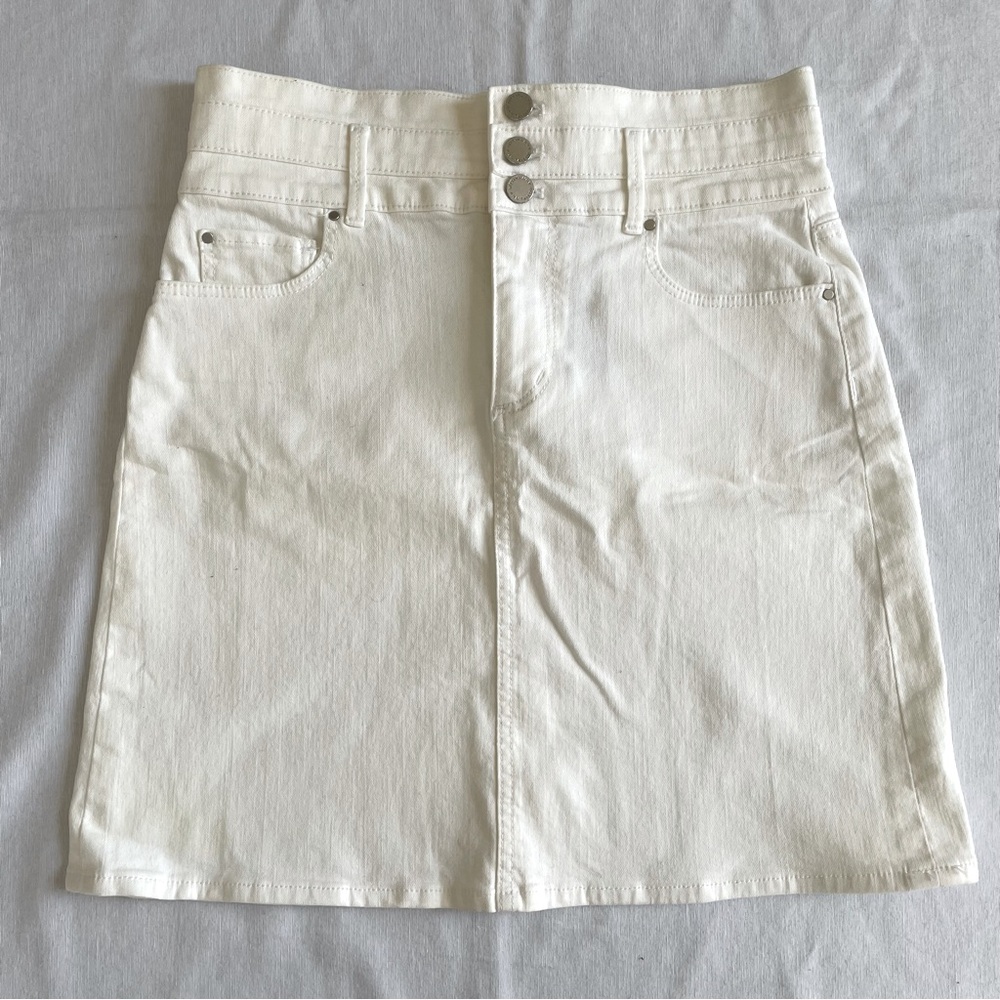 Ann Taylor Denim Button Fly + Zipper Mini Skirt Women’s Size 2P